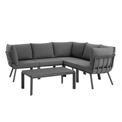 Riverside 6 Piece Outdoor Patio Aluminum Set in Gray Charcoal by Modway (3788)