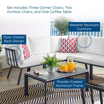 Riverside 6 Piece Outdoor Patio Aluminum Set in Gray White by Modway (3788)