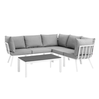 Riverside 6 Piece Outdoor Patio Aluminum Set in White Gray by Modway (3788)