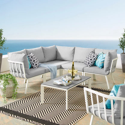 Riverside 6 Piece Outdoor Patio Aluminum Set in White Gray by Modway (3788)