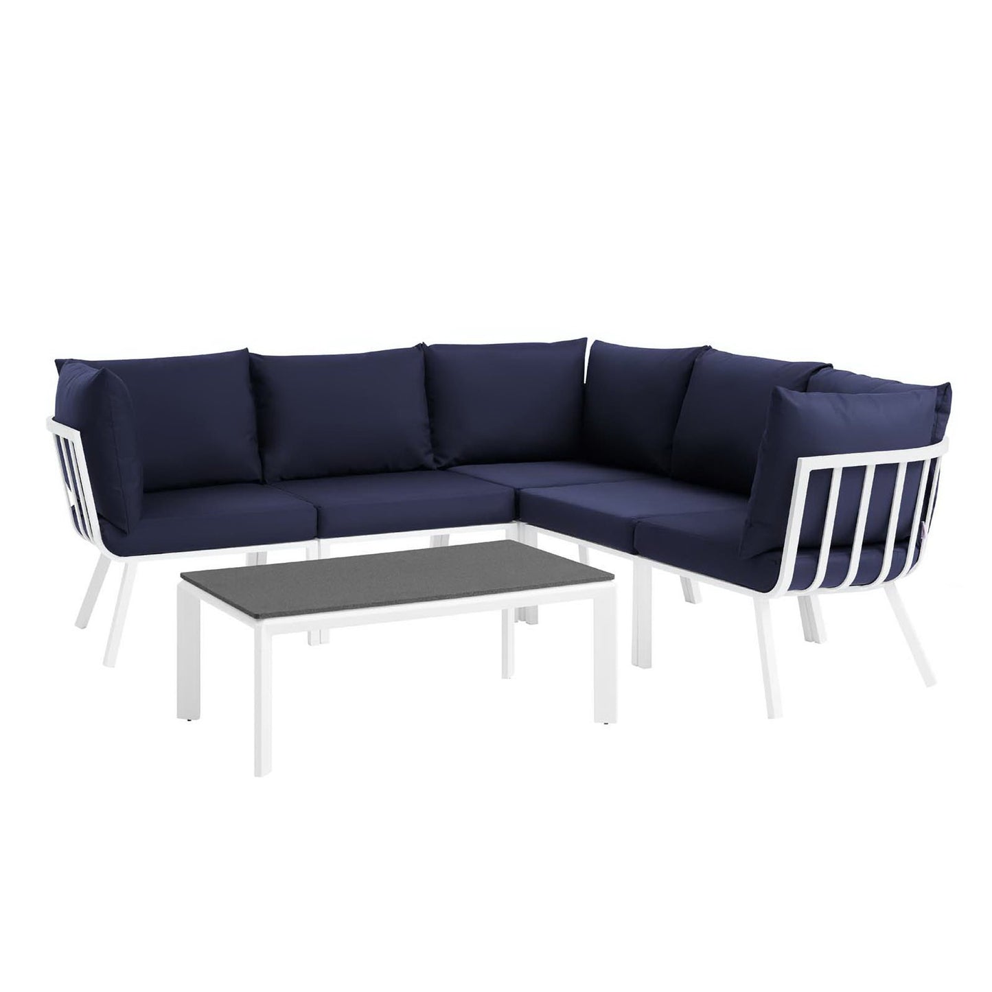 Riverside 6 Piece Outdoor Patio Aluminum Set in White Navy by Modway (3788)