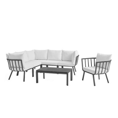 Riverside 7 Piece Outdoor Patio Aluminum Set in Gray White by Modway (3790)