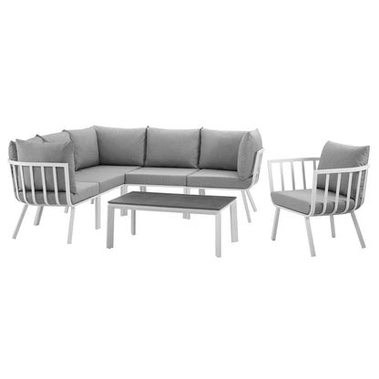Riverside 7 Piece Outdoor Patio Aluminum Set in White Gray by Modway (3790)