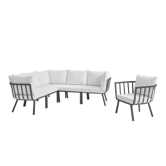 Riverside 6 Piece Outdoor Patio Aluminum Set in Gray White by Modway (3791)
