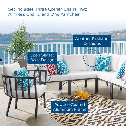 Riverside 6 Piece Outdoor Patio Aluminum Set in Gray White by Modway (3791)
