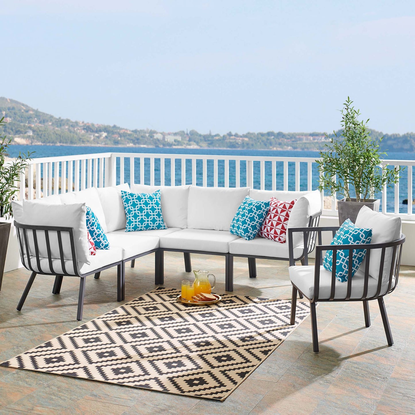 Riverside 6 Piece Outdoor Patio Aluminum Set in Gray White by Modway (3791)