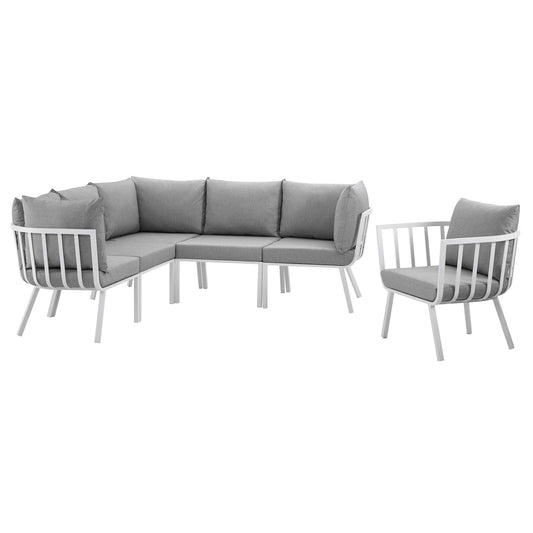 Riverside 6 Piece Outdoor Patio Aluminum Set in White Gray by Modway (3791)