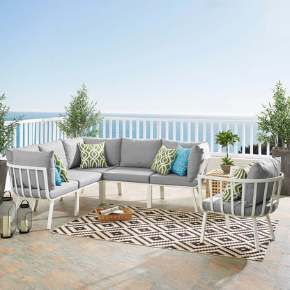 Riverside 6 Piece Outdoor Patio Aluminum Set in White Gray by Modway (3791)