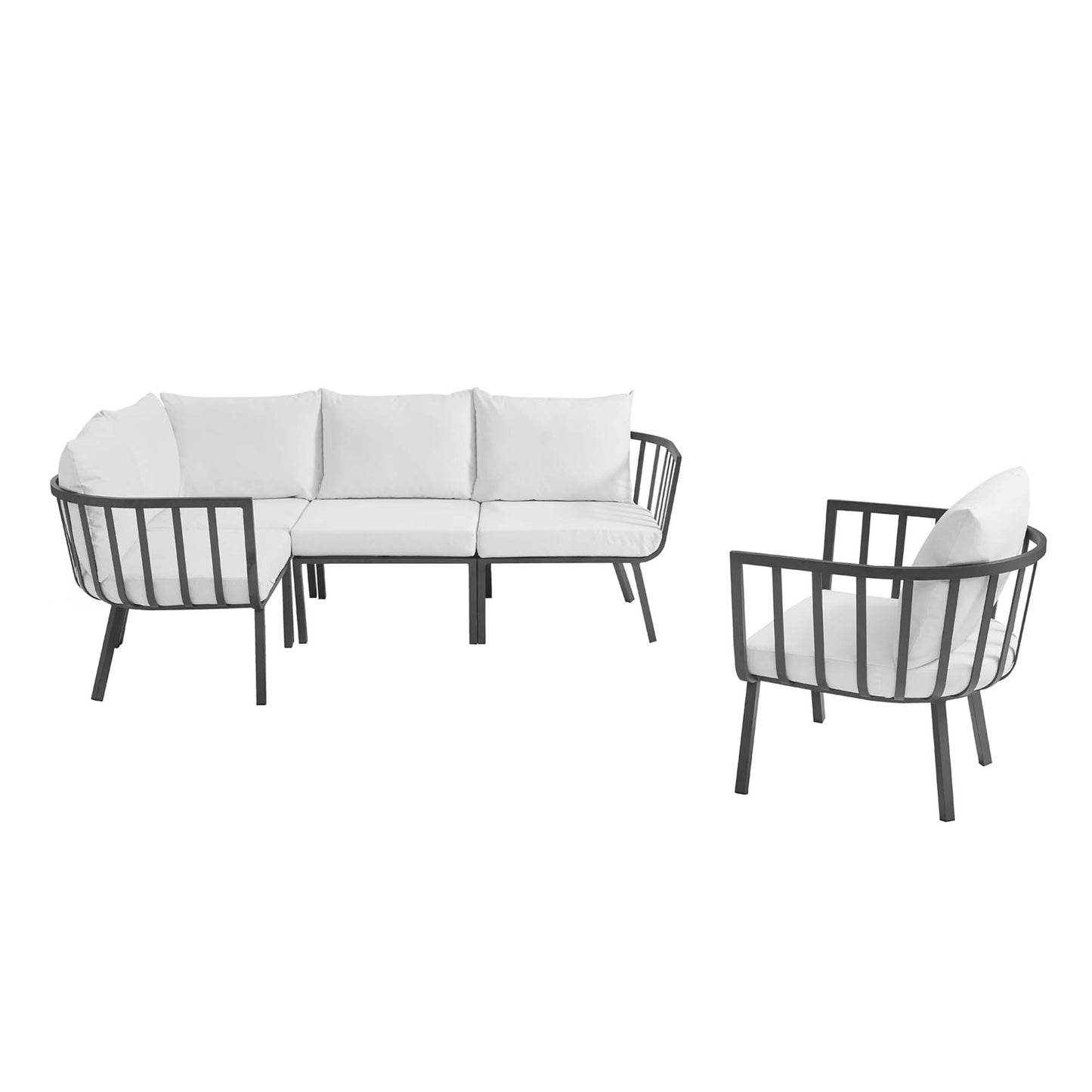 Riverside 5 Piece Outdoor Patio Aluminum Set in Gray White by Modway (3792)