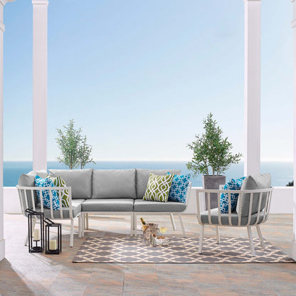 Riverside 5 Piece Outdoor Patio Aluminum Set in White Gray by Modway (3792)