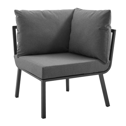 Riverside 5 Piece Outdoor Patio Aluminum Set in Gray Charcoal by Modway (3793)