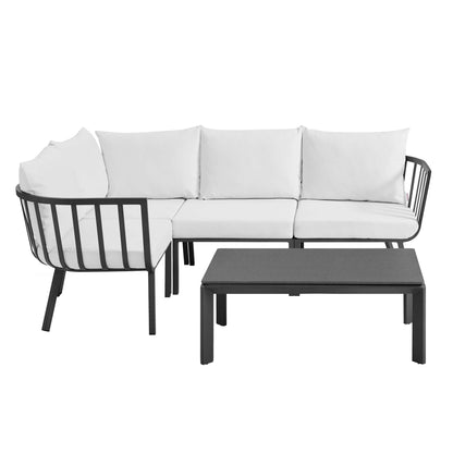 Riverside 5 Piece Outdoor Patio Aluminum Set in Gray White by Modway (3793)