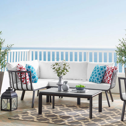 Riverside 5 Piece Outdoor Patio Aluminum Set in Gray White by Modway (3793)
