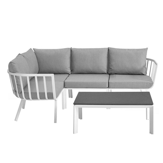 Riverside 5 Piece Outdoor Patio Aluminum Set in White Gray by Modway (3793)