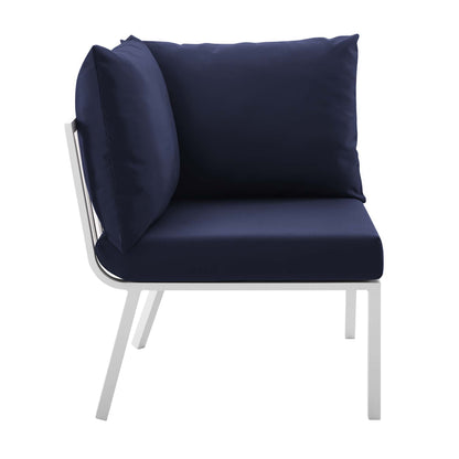 Riverside 5 Piece Outdoor Patio Aluminum Set in White Navy by Modway (3793)