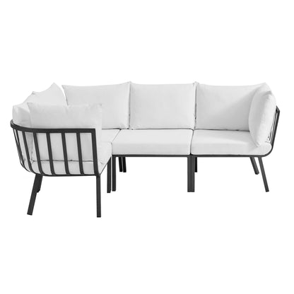 Riverside 4 Piece Outdoor Patio Aluminum Sectional in Gray White by Modway (3794)