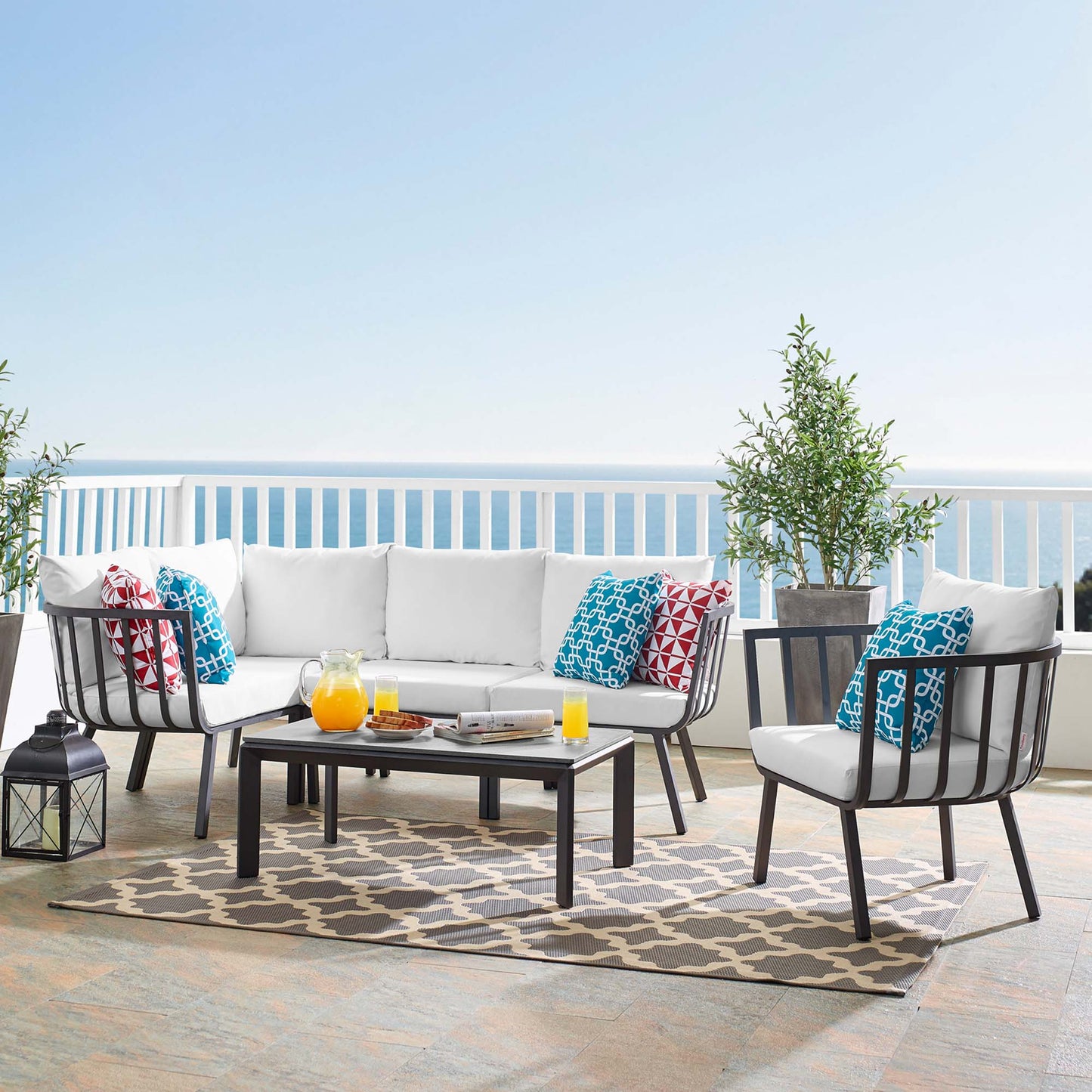 Riverside 6 Piece Outdoor Patio Aluminum Set in Gray White by Modway (3795)