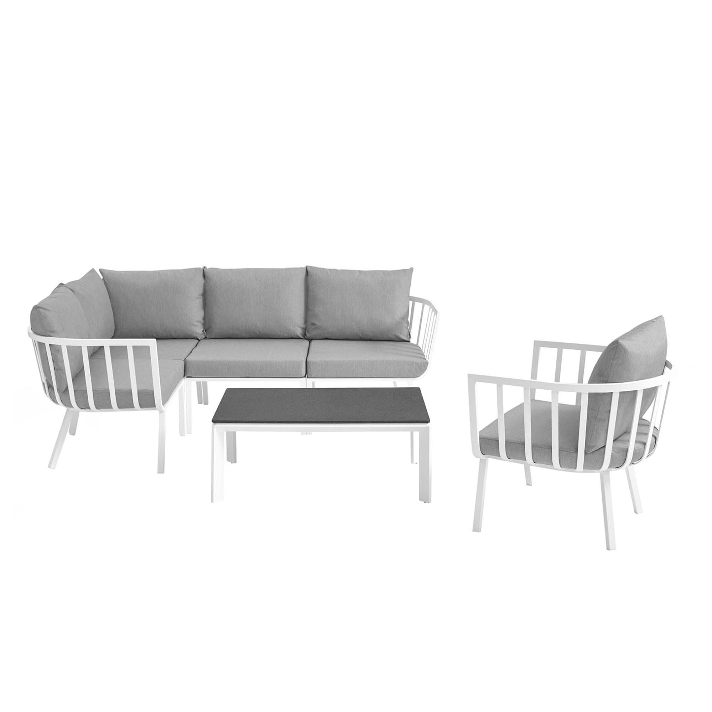 Riverside 6 Piece Outdoor Patio Aluminum Set in White Gray by Modway (3795)