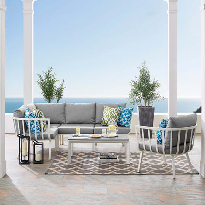 Riverside 6 Piece Outdoor Patio Aluminum Set in White Gray by Modway (3795)