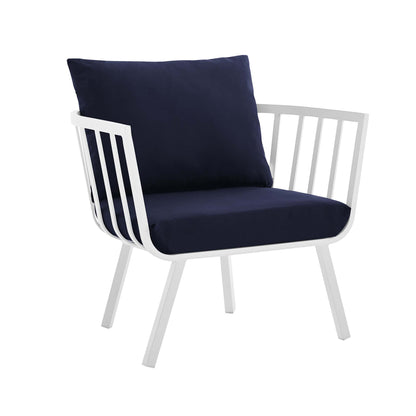 Riverside 6 Piece Outdoor Patio Aluminum Set in White Navy by Modway (3795)