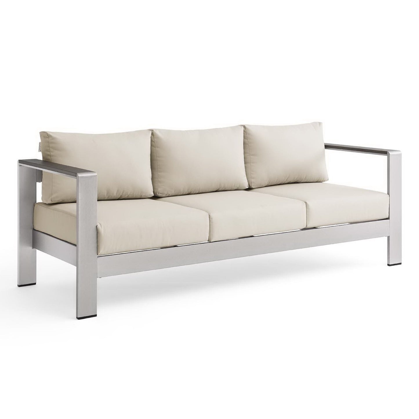 Shore Outdoor Patio Aluminum Sofa in Silver Beige by Modway (3917)