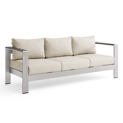 Shore Outdoor Patio Aluminum Sofa in Silver Beige by Modway (3917)