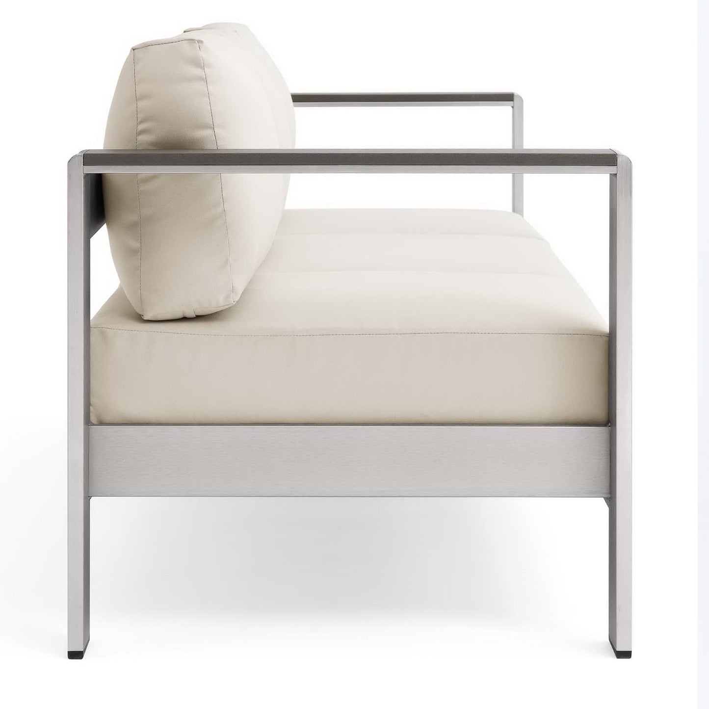 Shore Outdoor Patio Aluminum Sofa in Silver Beige by Modway (3917)