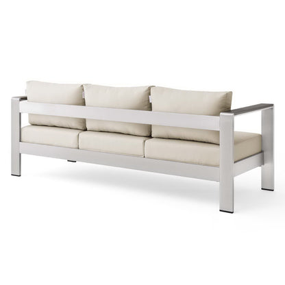 Shore Outdoor Patio Aluminum Sofa in Silver Beige by Modway (3917)