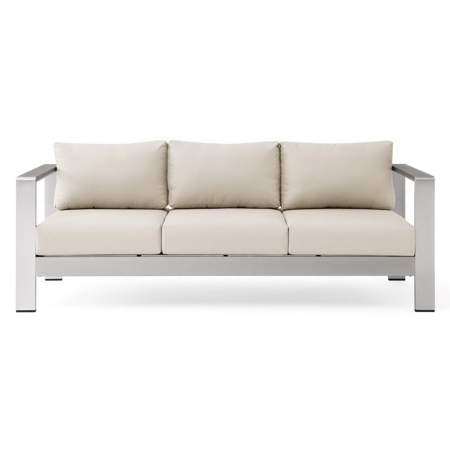Shore Outdoor Patio Aluminum Sofa in Silver Beige by Modway (3917)