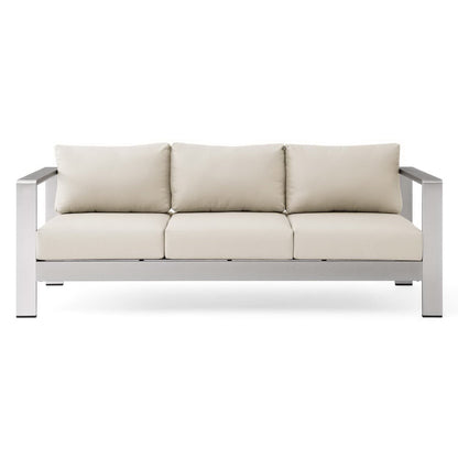 Shore Outdoor Patio Aluminum Sofa in Silver Beige by Modway (3917)