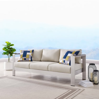 Shore Outdoor Patio Aluminum Sofa in Silver Beige by Modway (3917)