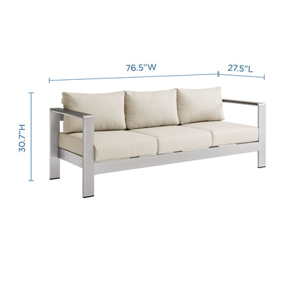 Shore Outdoor Patio Aluminum Sofa in Silver Beige by Modway (3917)