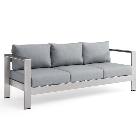 Shore Outdoor Patio Aluminum Sofa in Silver Gray by Modway (3917)