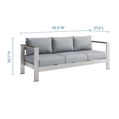 Shore Outdoor Patio Aluminum Sofa in Silver Gray by Modway (3917)