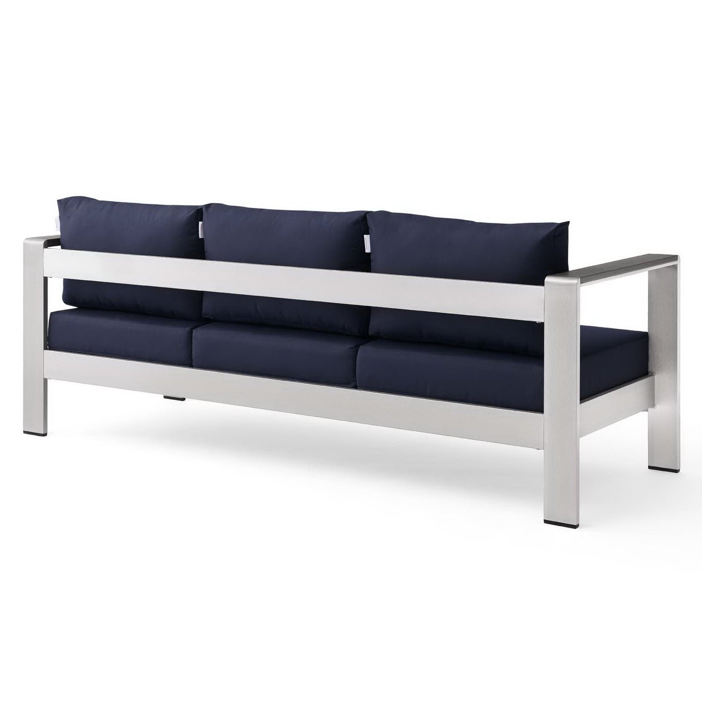Shore Outdoor Patio Aluminum Sofa in Silver Navy by Modway (3917)