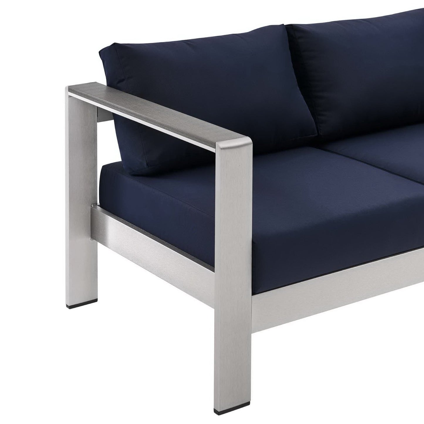 Shore Outdoor Patio Aluminum Sofa in Silver Navy by Modway (3917)