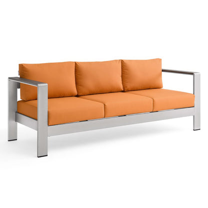 Shore Outdoor Patio Aluminum Sofa in Silver Orange by Modway (3917)