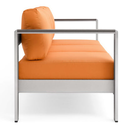 Shore Outdoor Patio Aluminum Sofa in Silver Orange by Modway (3917)