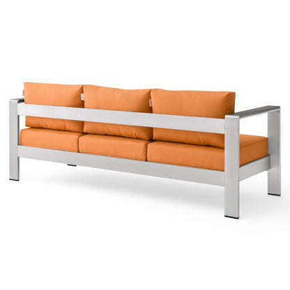 Shore Outdoor Patio Aluminum Sofa in Silver Orange by Modway (3917)