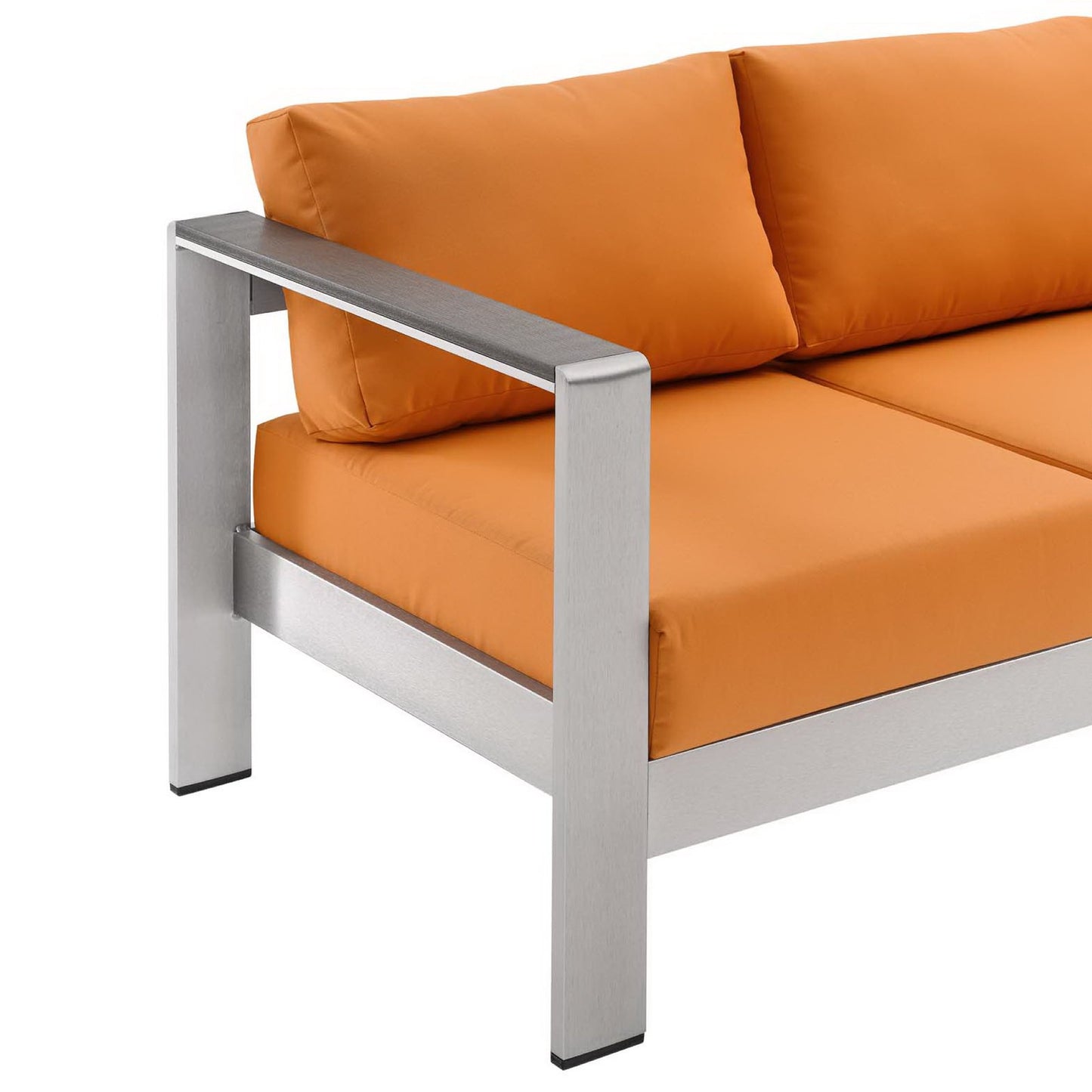 Shore Outdoor Patio Aluminum Sofa in Silver Orange by Modway (3917)