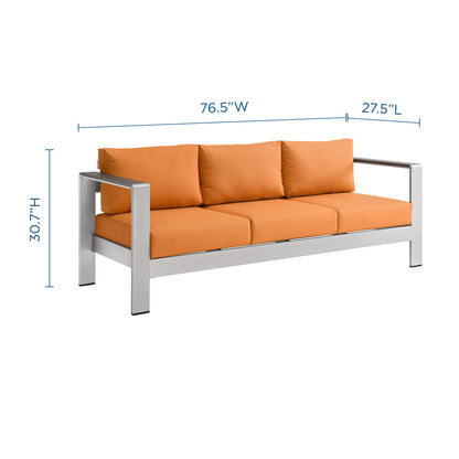 Shore Outdoor Patio Aluminum Sofa in Silver Orange by Modway (3917)