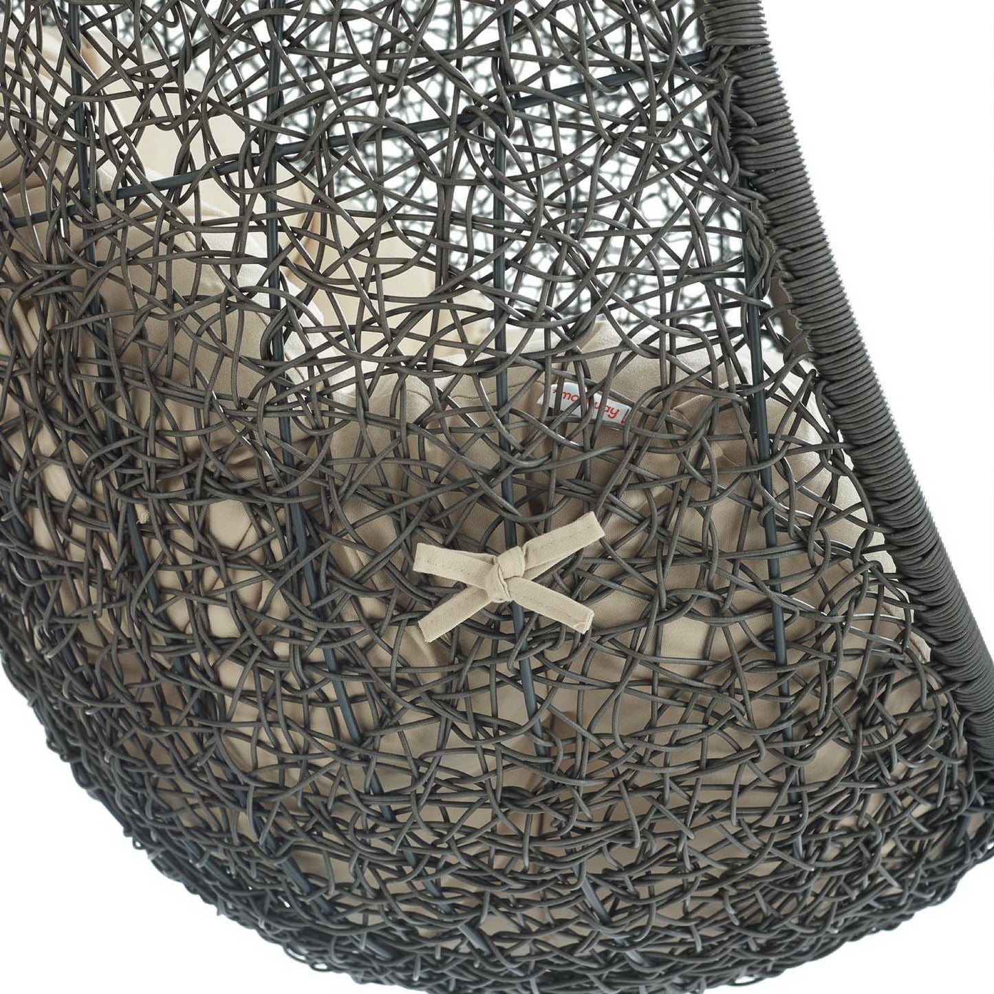 Hide Outdoor Patio Sunbrella Swing Chair With Stand in Gray Beige by Modway (3929)