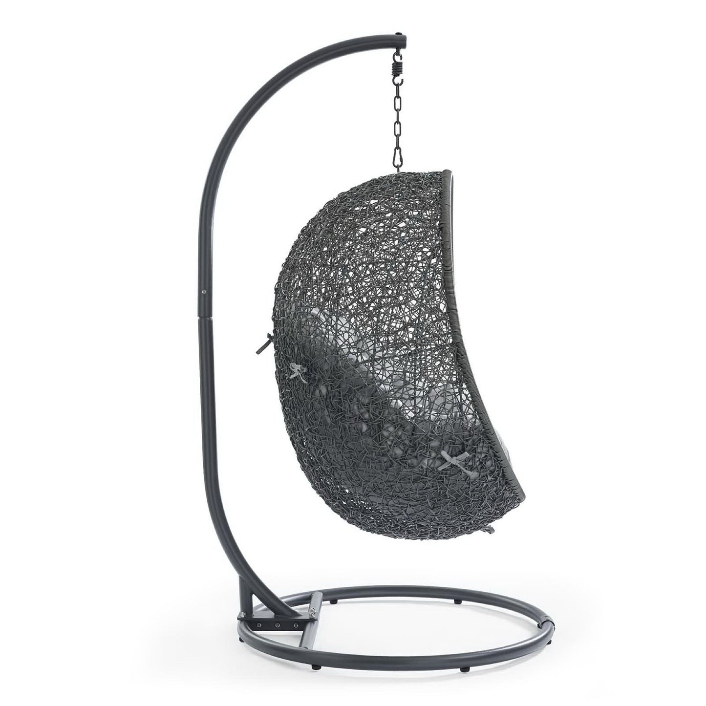 Hide Outdoor Patio Sunbrella Swing Chair With Stand in Gray by Modway (3929)