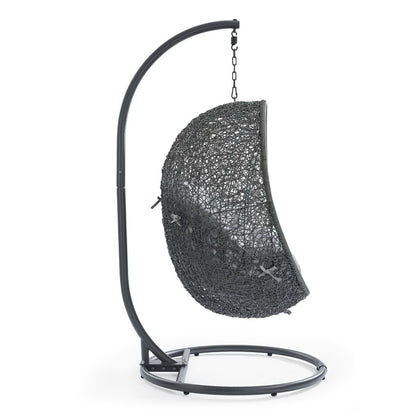 Hide Outdoor Patio Sunbrella Swing Chair With Stand in Gray by Modway (3929)