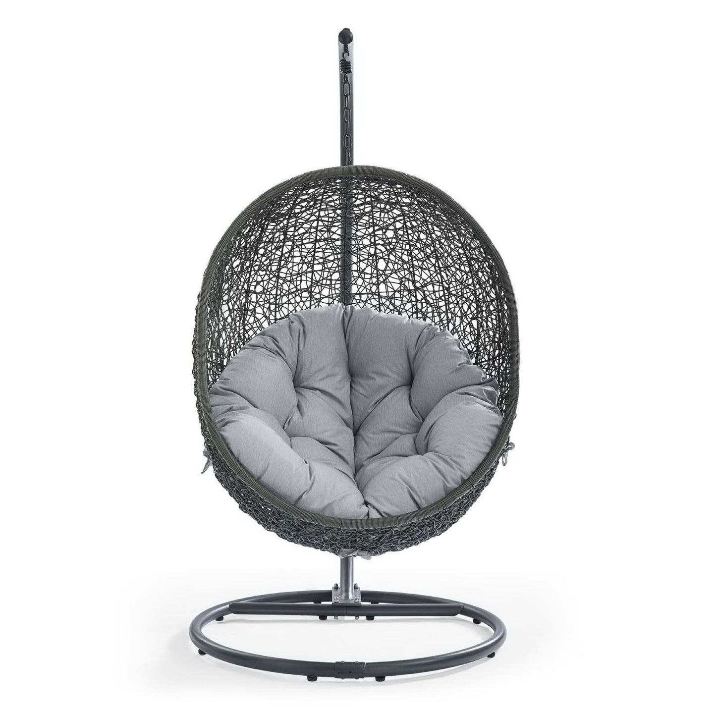 Hide Outdoor Patio Sunbrella Swing Chair With Stand in Gray by Modway (3929)