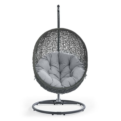 Hide Outdoor Patio Sunbrella Swing Chair With Stand in Gray by Modway (3929)