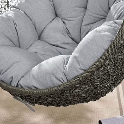 Hide Outdoor Patio Sunbrella Swing Chair With Stand in Gray by Modway (3929)