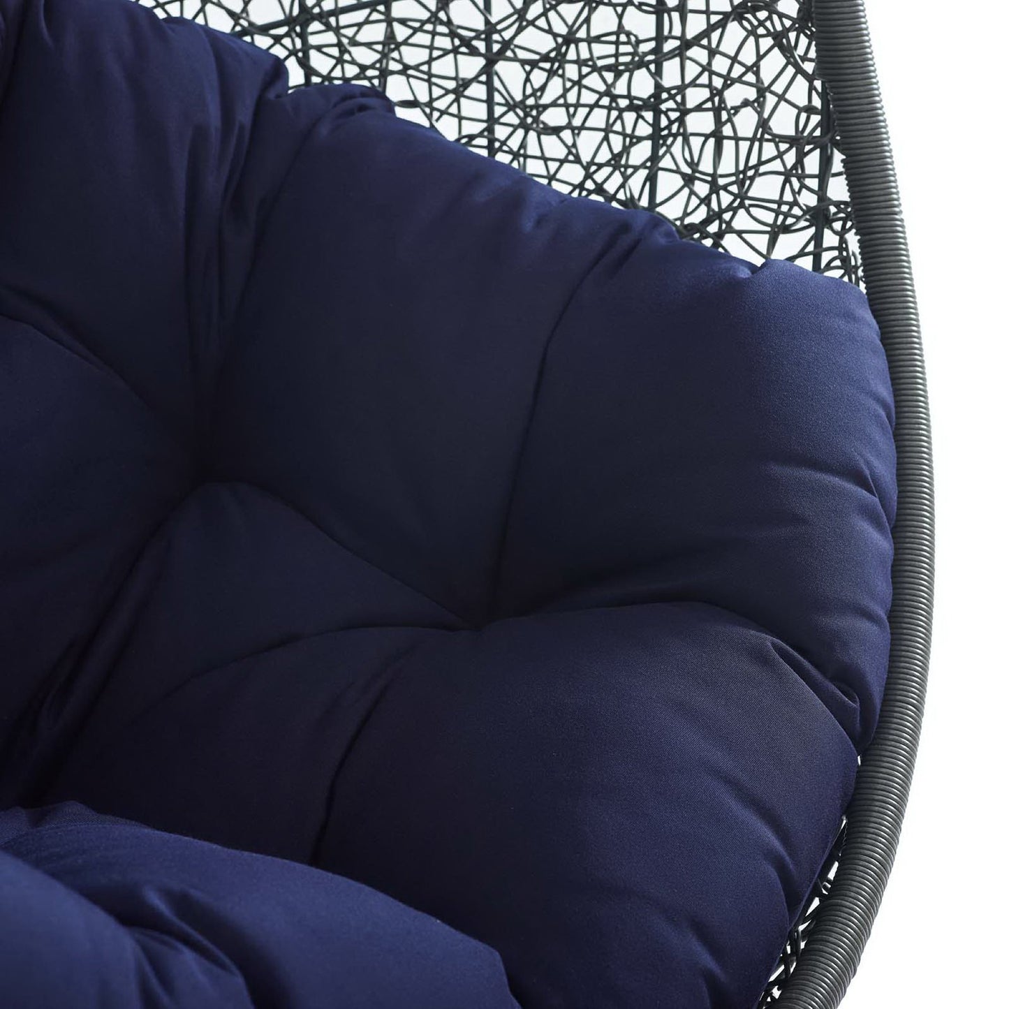 Hide Outdoor Patio Sunbrella Swing Chair With Stand in Gray Navy by Modway (3929)
