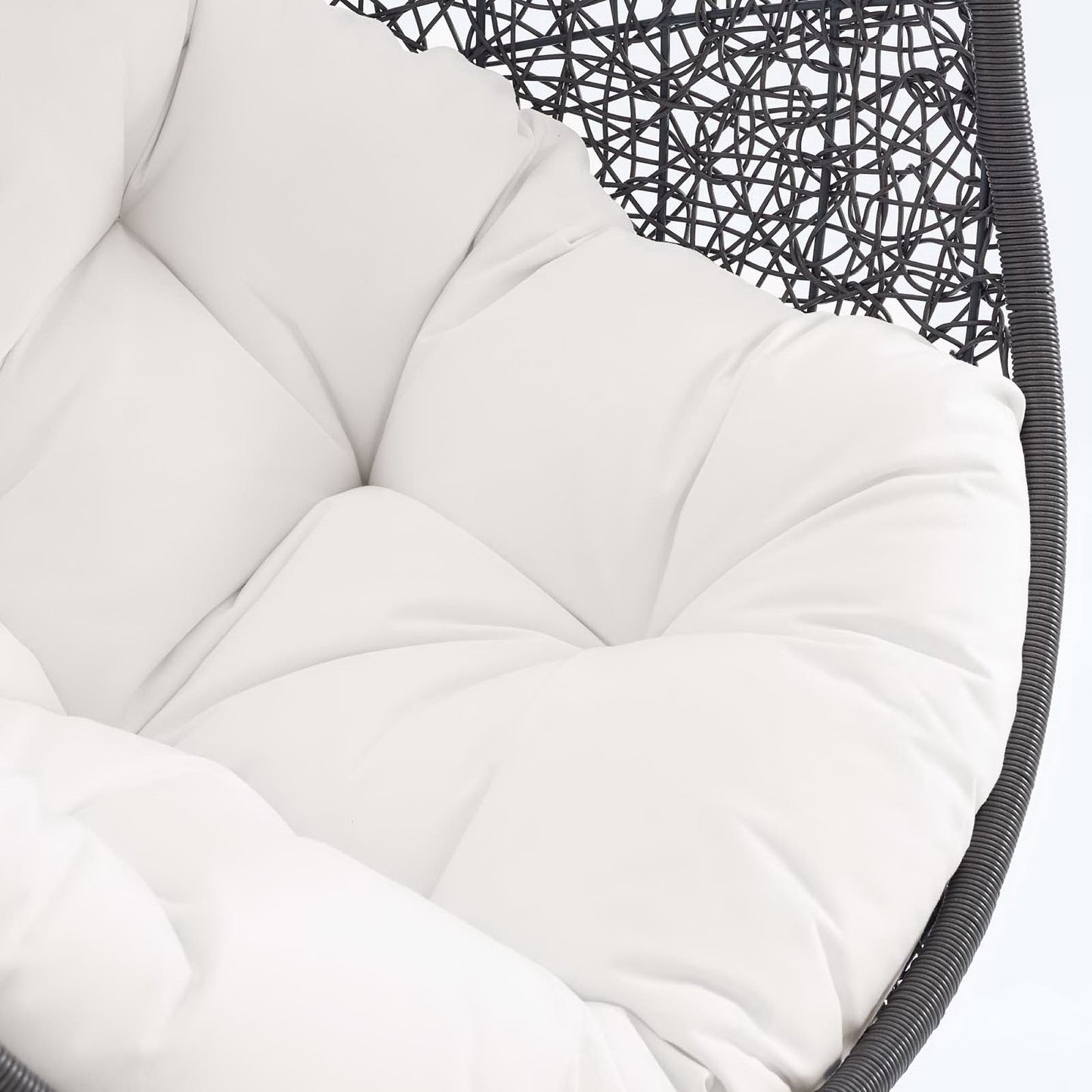Hide Outdoor Patio Sunbrella Swing Chair With Stand in Gray White by Modway (3929)