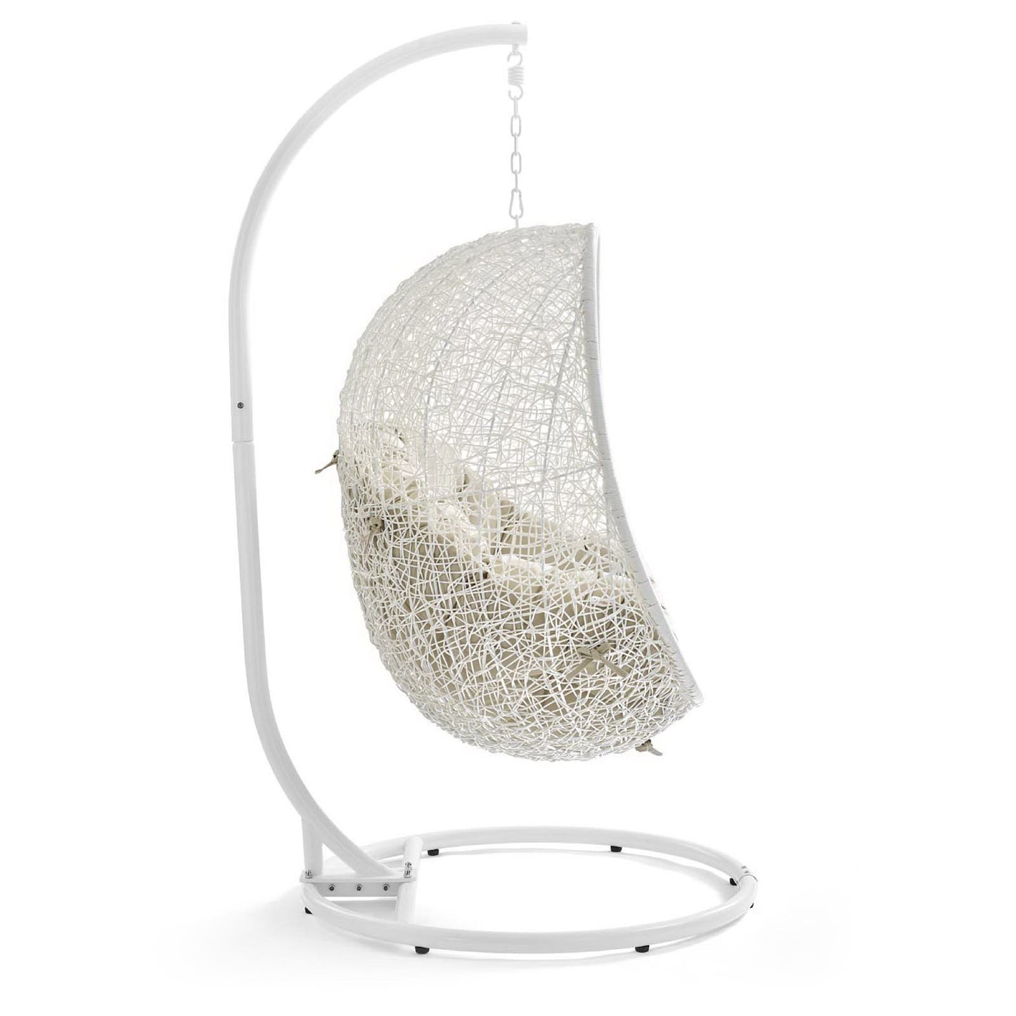 Hide Outdoor Patio Sunbrella Swing Chair With Stand in White Beige by Modway (3929)